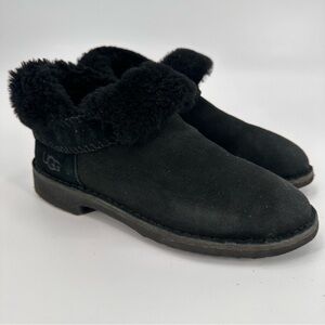 UGG Black Suede Roll Down Shearling Boots Size 8